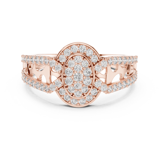 Round Cut Lab Diamond Cluster Split Shank Ring - View 2