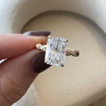 Radiant Cut Lab Diamond Twisted Band Pave Engagement Ring