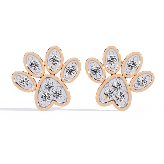Charming Paw Shaped Earrings with Brilliant Round Lab Diamonds Detailing - View 2