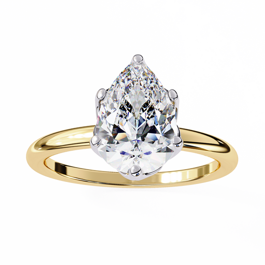 Teardrop Pear Moissanite Diamond Solitaire Engagement Ring - View 2