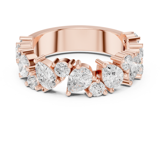 Pear Cut Moissanite Diamond Wide Statement Band Ring - View 2