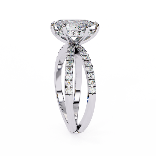 Pear Cut Double Band Lab Diamond Promise Ring For Women - View 2
