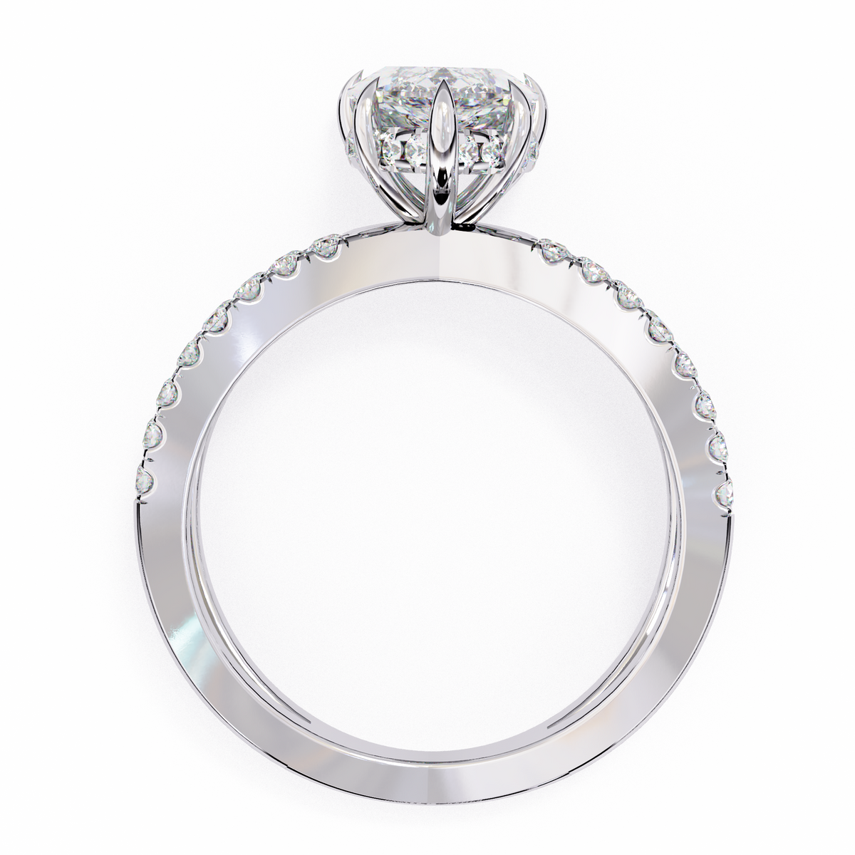 Diamond ring with a heart-shaped 