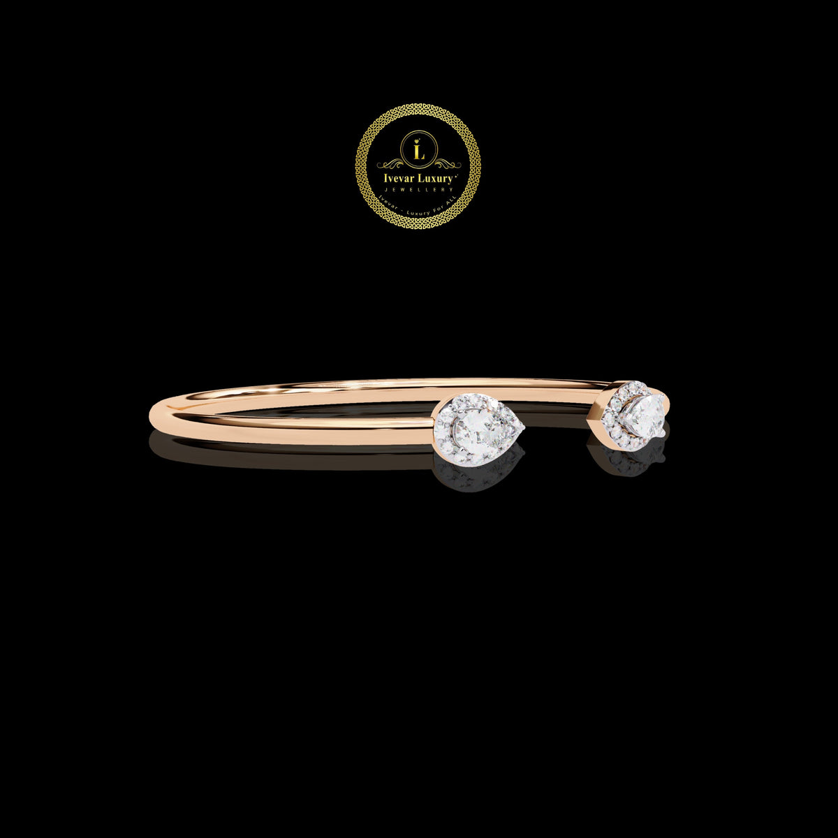 Pear Cut Lab Diamond Contemporary Bypass Bangle - View 3