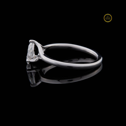 Pear Cut Lab Diamond Solitaire Ring With Unique Band - View 2