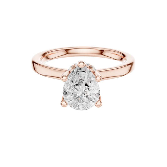 Pear Cut Moissanite Diamond Cathedral Solitaire Engagement Ring - View 2