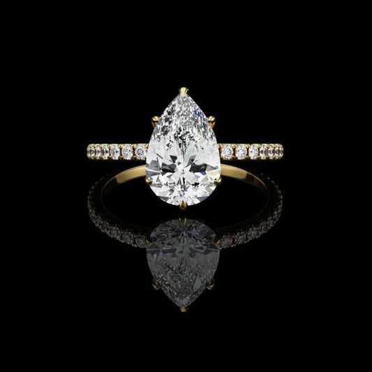 Pear Cut Moissanite Diamond Ring for Wedding Bridal Jewelry