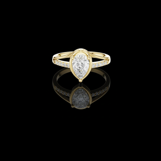 Split Shank Solitaire Pear Cut Lab Diamond Wedding Ring For Women
