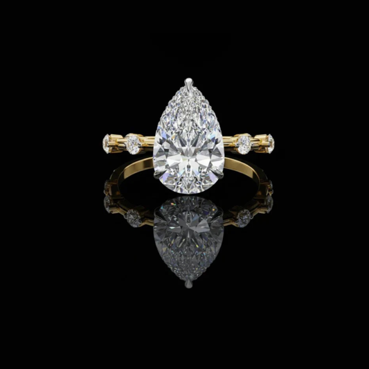Solitaire Prong Setting Pear Cut Lab Diamond Engagement Ring