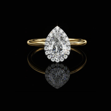 Pear Cut Halo Lab Diamond Ring with Slim Band