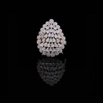 Pear Cut Lab Diamond Cluster Cocktail Ring with Round Diamond Halo