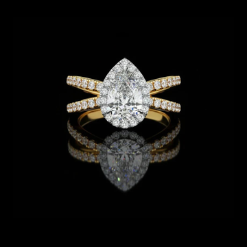 Split Shank Pear Halo Moissanite Diamond Ring
