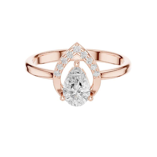 Pear Cut Moissanite Diamond Teardrop Style Engagement Ring - View 2