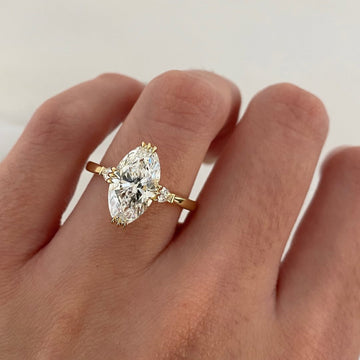 Three Prong Oval Cut Moissanite Diamond Solitaire Engagement Ring