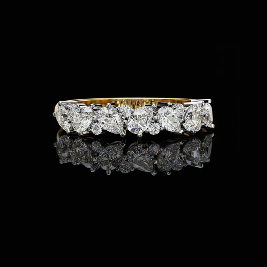 Pear & Round Lab Diamond Cluster Wedding Band Ring