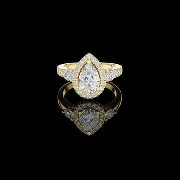 Pear Cut Halo Set Art Deco Wedding Bridal Lab Diamond Ring