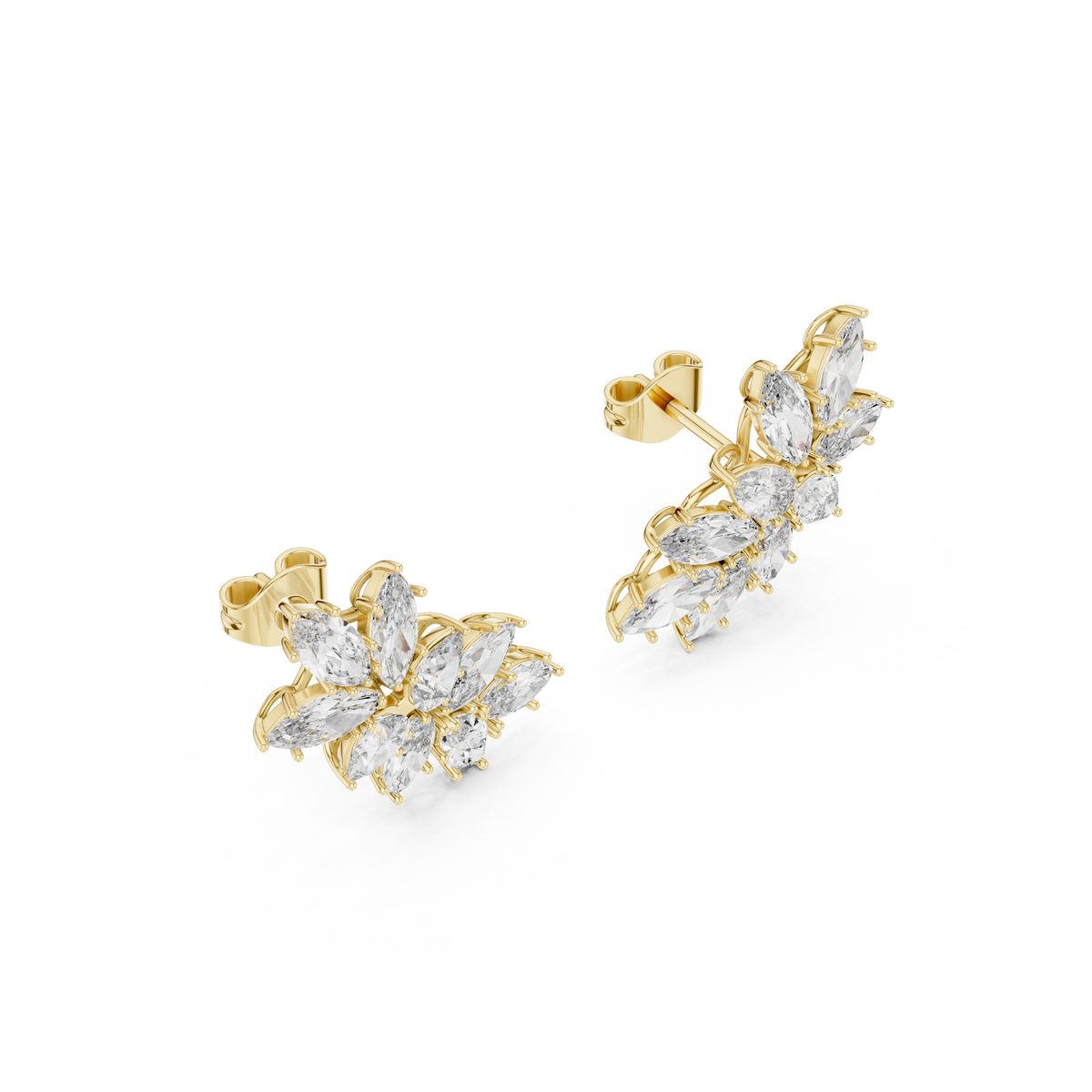 Marquise Cut Lab Diamond Solitaire Stud Earrings Interlocking Loop Knot - View 4