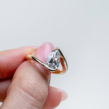 Antique Style Pear Cut Lab Diamond Bypass Solitaire Ring