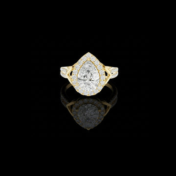 Pear Cut Moissanite Diamond Split Shank Engagement Ring