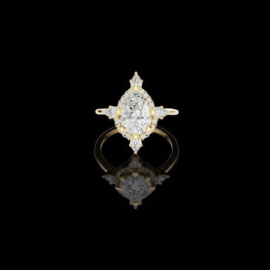 Pear Cut Moissanite Diamond Bezel Set Solitaire Ring