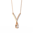 V Curved Chevron Pear Moissanite Diamond Drop Necklace - View 3