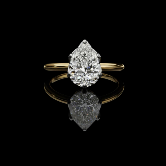 Teardrop Pear Lab Diamond Solitaire Engagement Ring