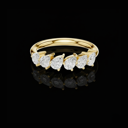 Pear Lab Diamond Six Stone Anniversary Ring