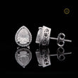 Round Cut Moissanite Diamond Double Drop Earring Set with Textured Multi Tier Setting - View 2