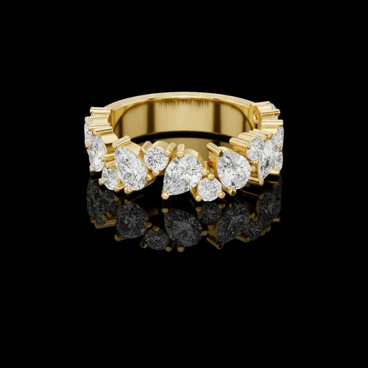 Pear Cut Lab Diamond Wide Statement Band Ring
