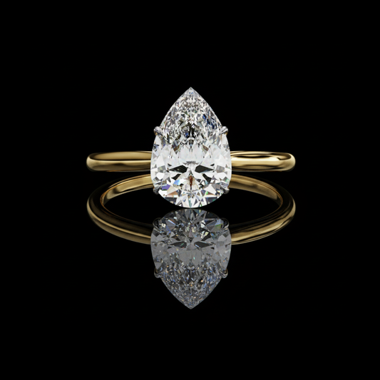 Pear Cut Moissanite Diamond Solitaire Wedding Ring