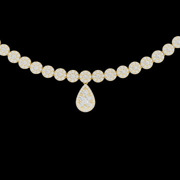 Round Cut Moissanite Diamond Drop Halo Necklace