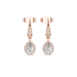 Geometric Chevron Pear Cut Lab Grown Diamond Halo Drop Earrings - View 2