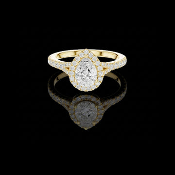 Pear Cut Halo Lab Grown Diamond  for Ring Women