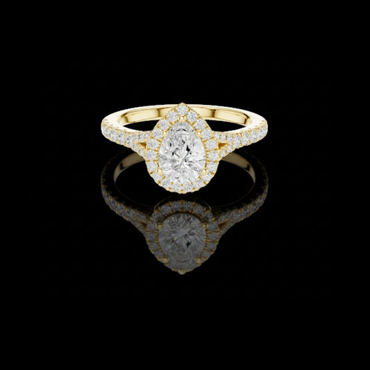 Pear Cut Halo Lab Grown Diamond for Ring Women