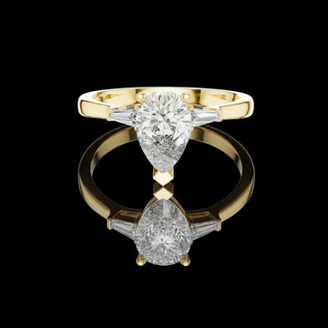 Pear Cut Lab Diamond Three Stone Anniversary Ring