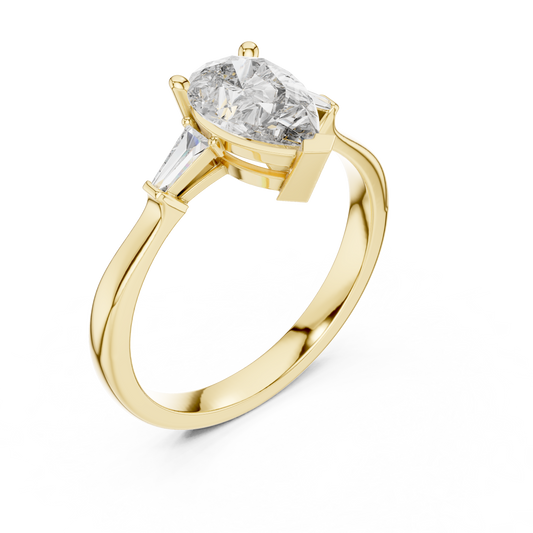 Pear Cut Lab Diamond Three Stone Anniversary Ring - View 2
