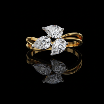 Triple Pear Lab Diamond Ring with Twisted Band