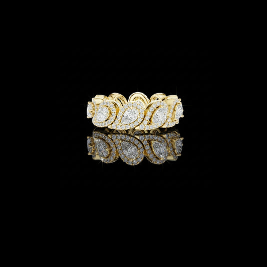 Pear Cut Halo Eternity Lab Diamond Statement Band Ring
