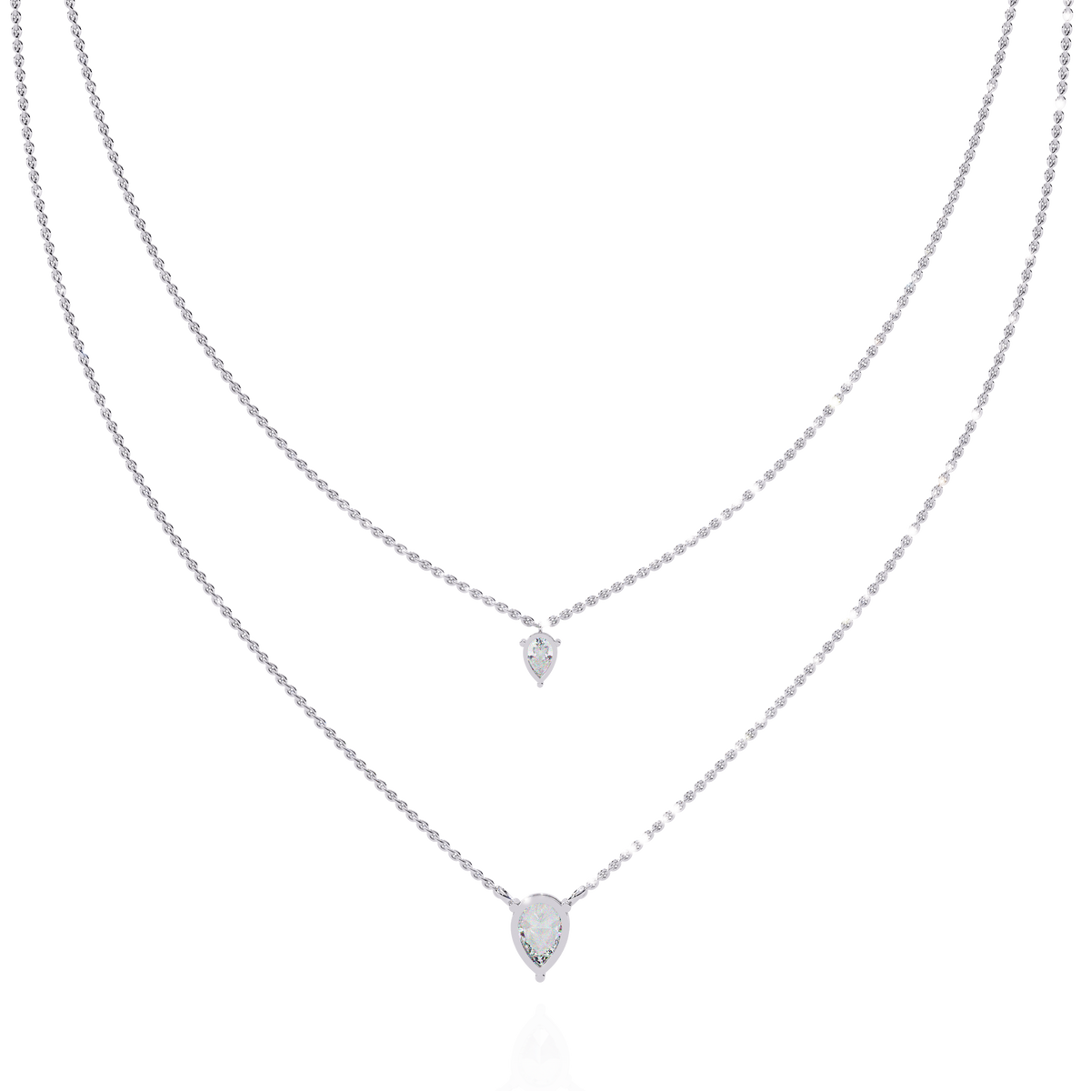 Layered Pear Cut Lab Grown Diamond Double Pendant Necklace - View 11