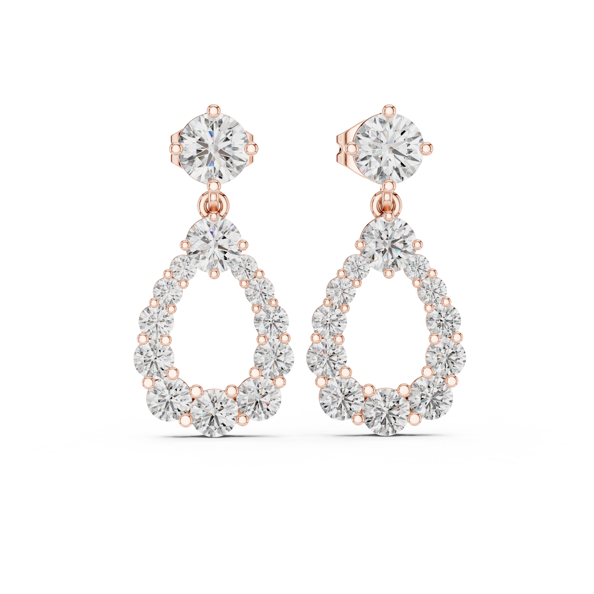 Open Teardrop Round Brilliant Cut Moissanite Diamond Drop Earrings Pear Shaped Halo - View 9