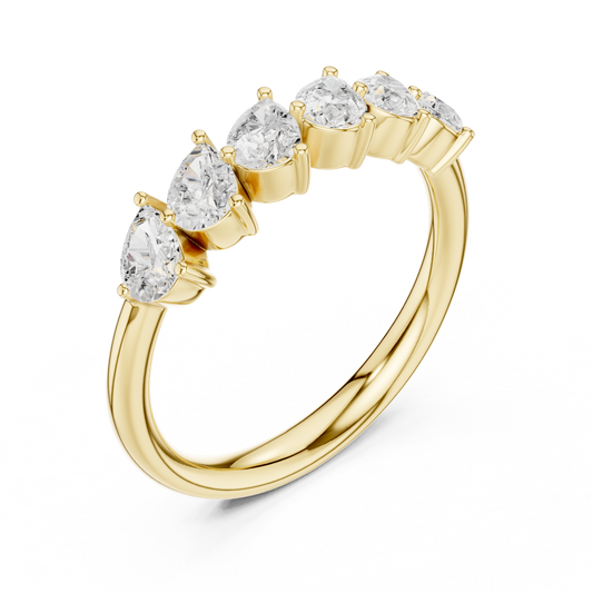Pear Moissanite Diamond Six Stone Anniversary Ring - View 2