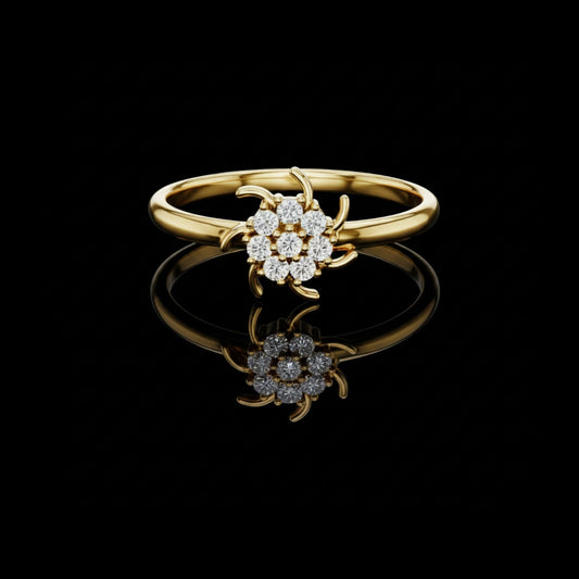 Round Brilliant Moissanite Diamond Floral Cluster Ring