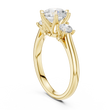 Round Brilliant Cut Three Stone Moissanite Diamond Engagement Ring with Side Stones - View 9