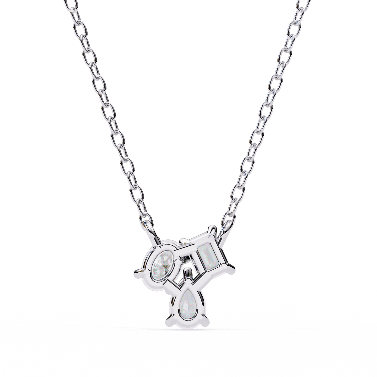Asymmetric Emerald Oval Pear Cut Moissanite Diamond Cluster Pendant - View 10