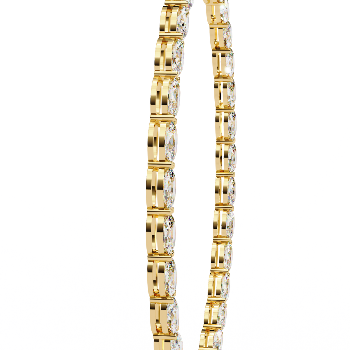 East West Oval Cut Lab Grown Diamond Tennis Necklace - View 7
