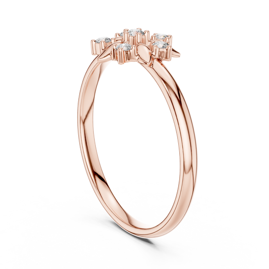 Dainty Round Moissanite Diamond Floral Cluster Delicate Ring - View 2