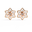 Lotus Lab Diamond Round Center Floral Stud Earrings with Round Side Stones - View 2