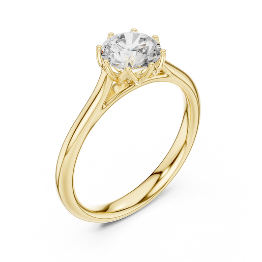 Round Cut Moissanite Diamond Floral Tulip Solitaire Engagement Ring - View 2
