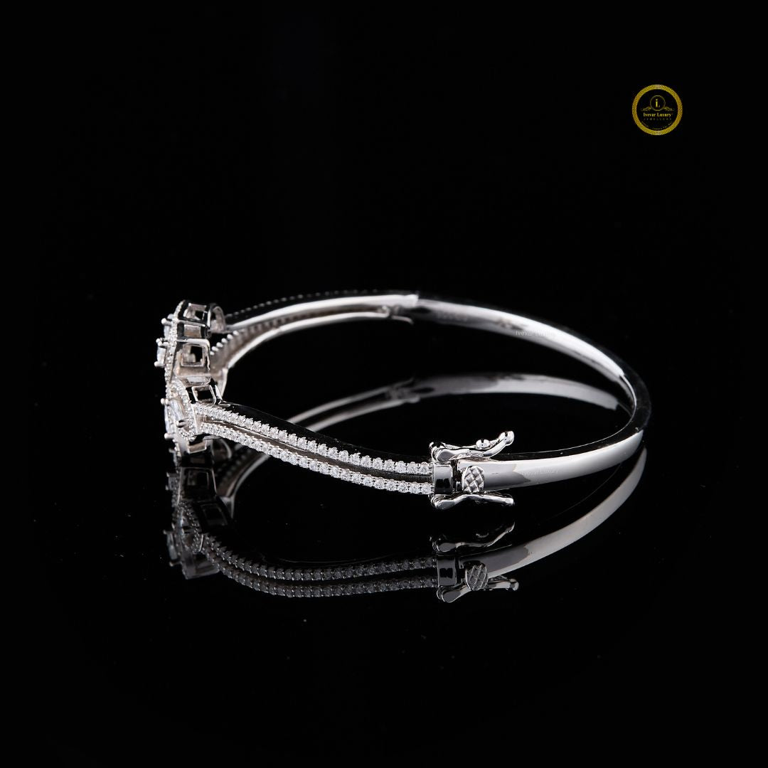 Pear and Marquise Moissanite Diamond Accents Sparkling Floral Motif Bracelet - View 3