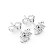 Leaf Petal Round Moissanite Diamond Flower Stud Earrings with Cluster Center - View 6